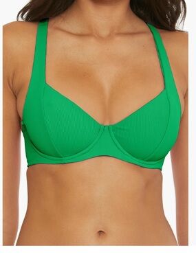 BECCA Emerald Green Ribbed Underwire Bikini Top